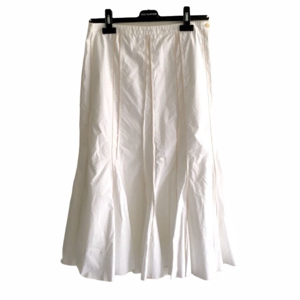 GERARD DAREL White Summer Midi Flare Skirt Piping White S